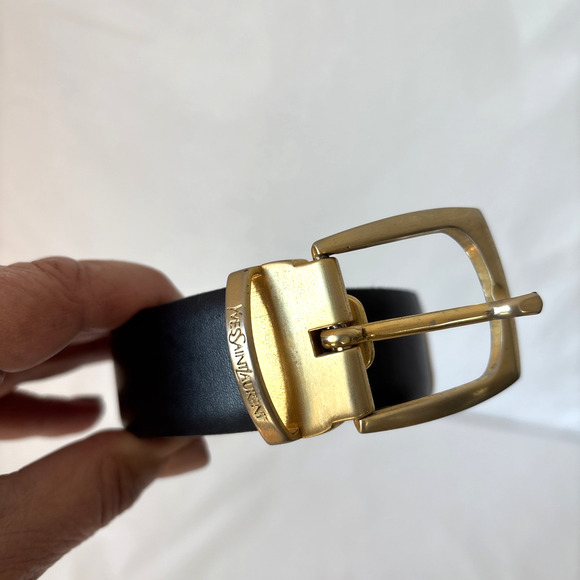 Vintage Yves Saint Laurent Black Leather Belt Men's size 30 - Picture 1 of 10